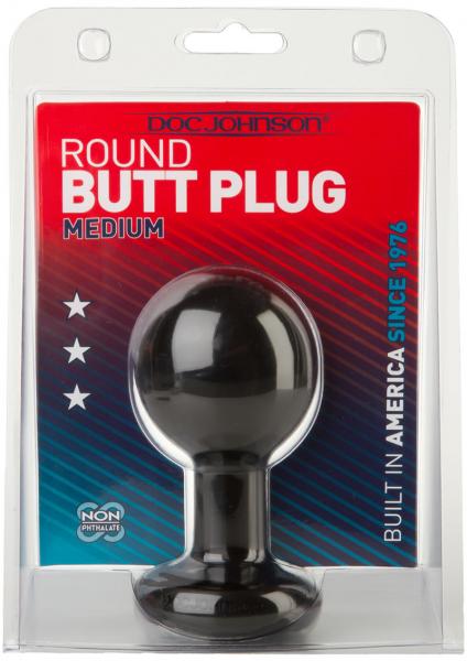 Round Butt Plug Medium Black