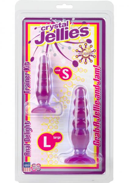 Crystal Jellies Anal Delight Traner Kit Butt Plugs Purple 2ea Per Kit