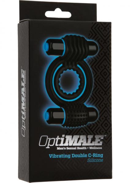 Optimale Silicone Vibrating Double C Ring Waterproof Black