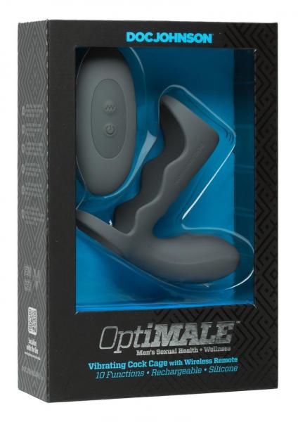 Optimale Vibe Cock Cage W/ Remote Slate