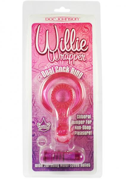 Willie Wrapper Dual Cock Ring With Bullet Waterproof Purple