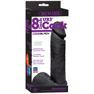 Vac U Lock Code Black 8 Inches Ur3 Realistic Dildo