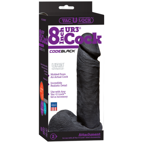 Vac U Lock Code Black 8 Inches Ur3 Realistic Dildo