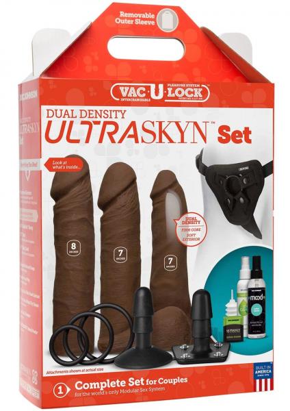 Vac U Lock Dual Density Ultraskyn Strap On Set Brown
