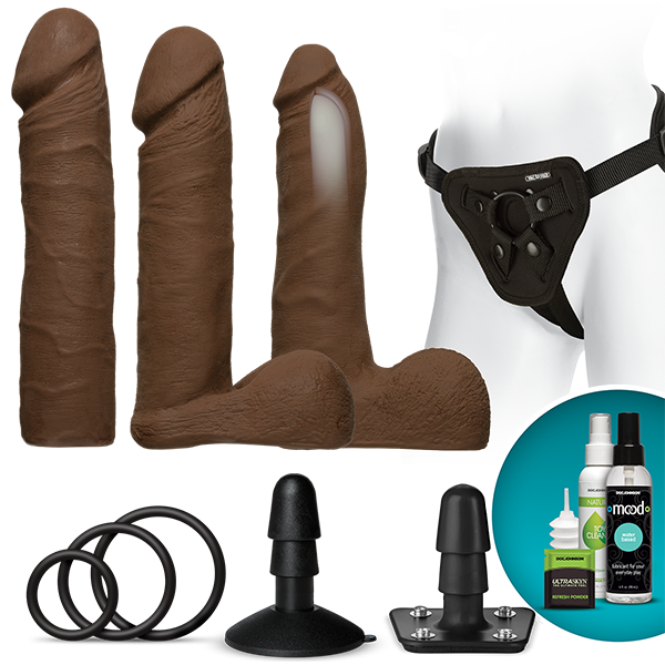Vac U Lock Dual Density Ultraskyn Strap On Set Brown