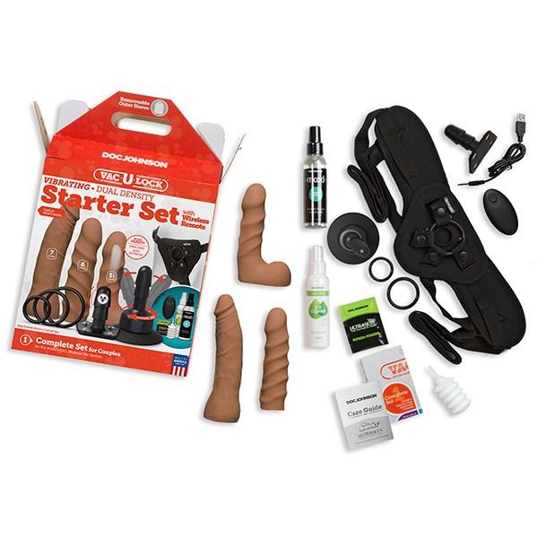 Vac U Lock Vibrating Dual Density Starter Set With Wireless Remote Tan