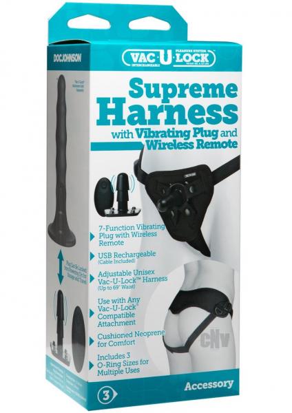 Vac U Lock Supreme Harness With Vibrating Plug