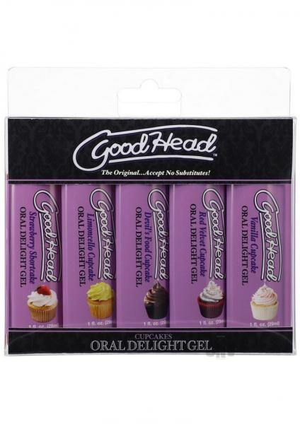 Goodhead Oral Delight Gel Cupcake 5 Pack 1 Oz. Vanilla Cupcake, Devil's Food Cupcake, Strawberry Sho