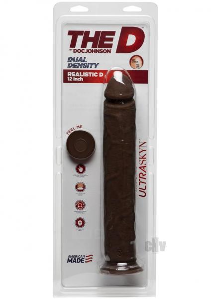 The D Realistic D 12 Inches Chocolate Brown Dildo