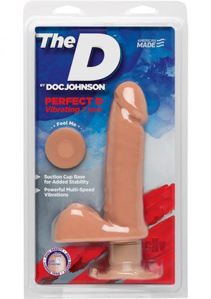 The D Perfect D Vibrating Dildo 7 Inch Vanilla Beige