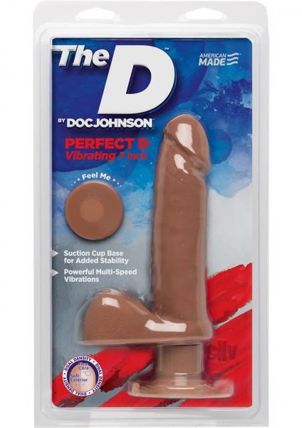 The D Perfect D Vibrating Dildo 7 Inch Caramel Tan