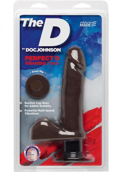 The D Perfect D Vibrating Dildo 7 Inch Chocolate Brown