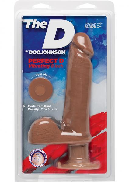 The D Perfect D Vibrating Dildo 8 Inch Caramel Tan