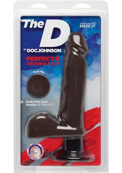 The D Perfect D Vibrating Dildo 8 Inch Chocolate Brown