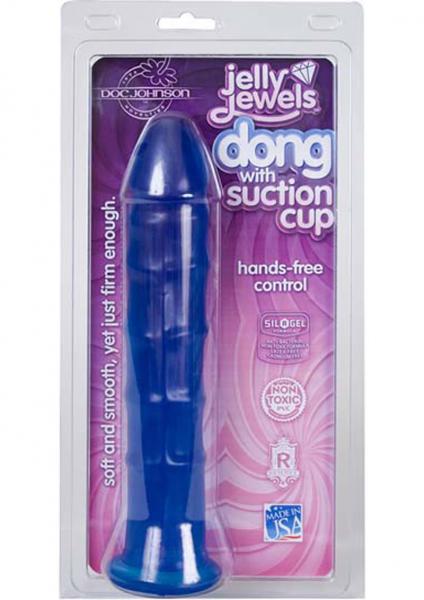 Jelly Jewels Dong With Suction Cup 8 Inch Blue
