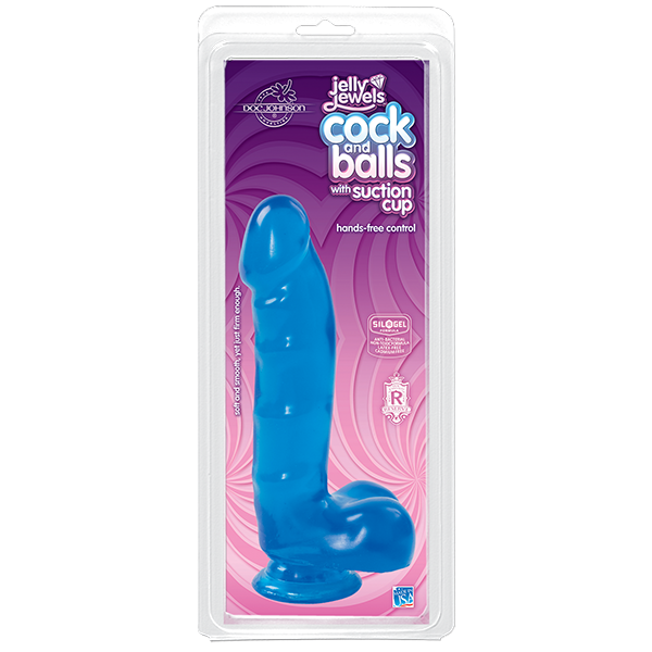 Jelly Jewels Cock Balls With Suction Cup Sapphire Blue