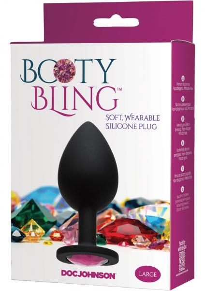 Booty Bling Large Butt Plug Black Pink Stone