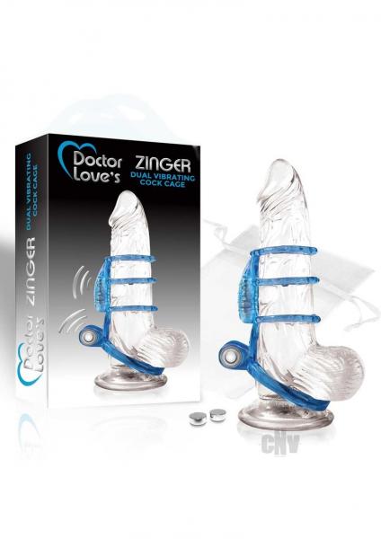 Doctor Love's Zinger Dual Vibrating Cock Cage Blue