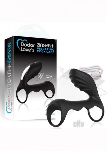 Doctor Love Zinger+ Vibrating Cock Cage Black