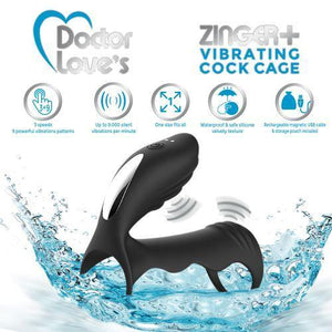 Doctor Love Zinger+ Vibrating Cock Cage Black