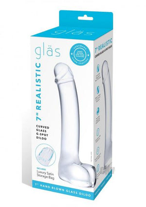 Glas 7 Inches Realistic Curved Glass G Spot Dildo Clear