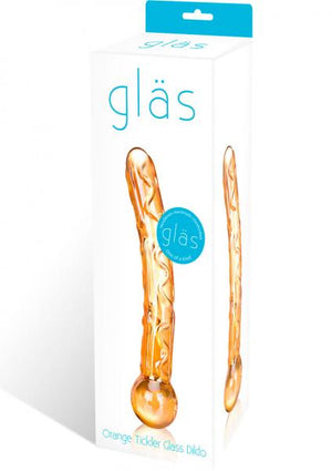 Orange Tickler Glass Dildo