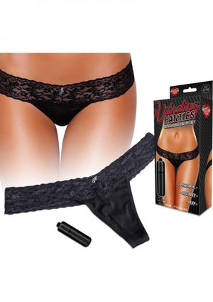 Vibrating Panties Lace Thong Black Small/Medium