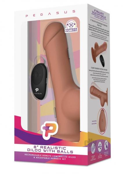 Remote Dildo W/Balls Harness 8 Brown