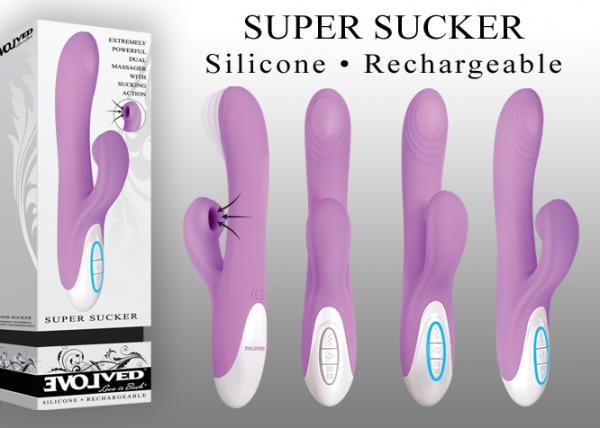 Rechargeable Super Sucker Purple Rabbit Style Vibrator