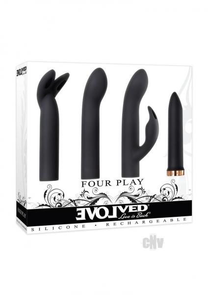 Four Play Set Black Bullet Vibrator With 3 Sleeves