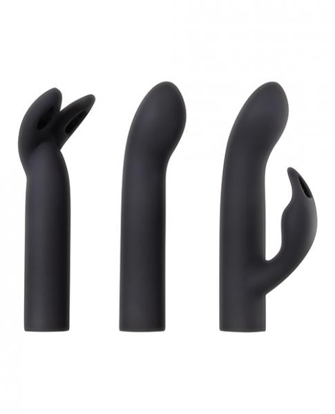 Four Play Set Black Bullet Vibrator With 3 Sleeves