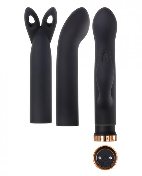 Four Play Set Black Bullet Vibrator With 3 Sleeves