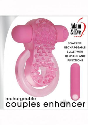 Rechargeable Couples Enhancer Pink Vibrating Ring