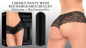 Cheeky Panty With Rechargeable Bullet Vibrator Black O/S