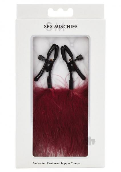 Sex & Mischief Enchanted Feathered Nipple Clamps Red