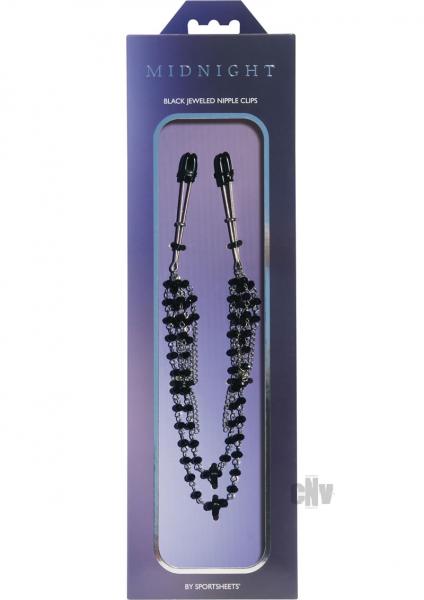 Midnight Black Jeweled Nipple Clips