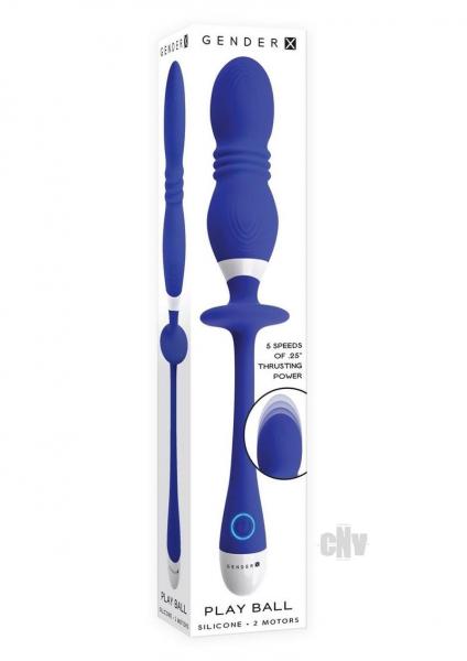 Gender X Play Ball Rechargeable Thrusting Silicone Dual Orb Vibrator Blue