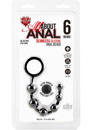 All About Anal Silicone Anal Beads 6 Balls Black