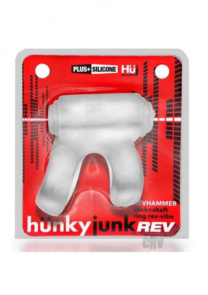 Hunkyjunk Revhammer Cock & Shaft Ring With Bullet Vibrator Clear Ice