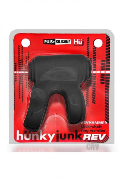 Hunkyjunk Revhammer Cock & Shaft Ring With Bullet Vibrator Tar Ice