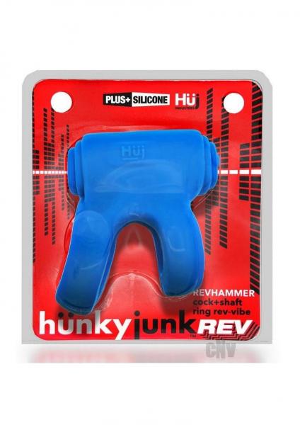 Hunkyjunk Revhammer Cock & Shaft Ring With Bullet Vibrator Teal Ice