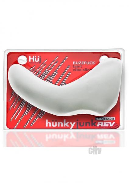 Hunkyjunk Buzzfuck Cock & Ball Sling With Taint Vibrator White Ice