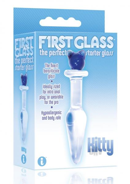 First Glass Kitty Love Glass Butt Plug Blue