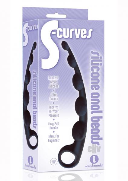 S Curves Silicone Anal Beads Black