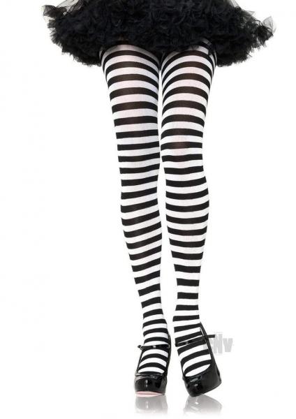 Striped Tights 3x 4x Black/White