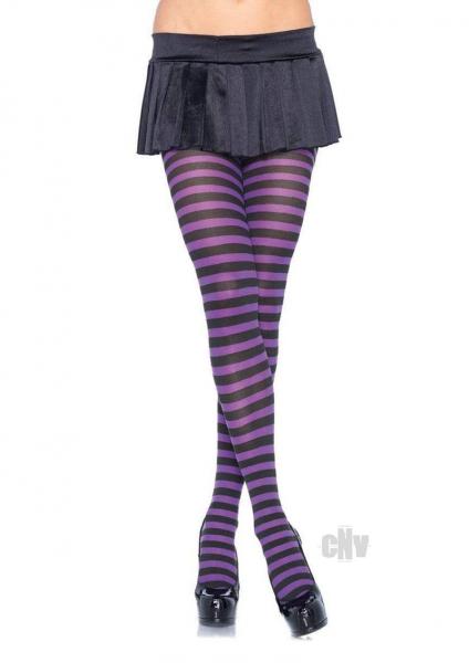 Striped Tights Plus Black/Purple