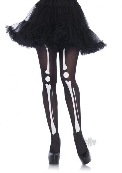 Skeleton Print Tights Os Blk/Wht