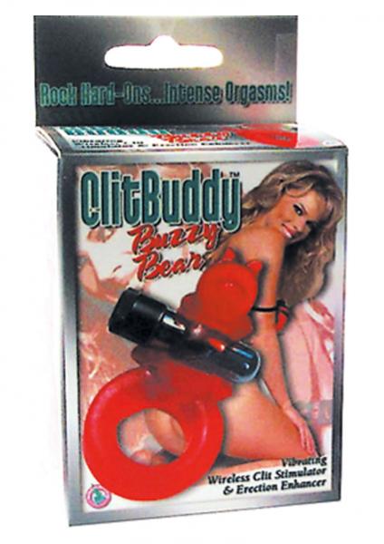 Clit Buddy Buzzy Bear Vibrating Wireless Clit Stimulator And Erection Enhancer Red