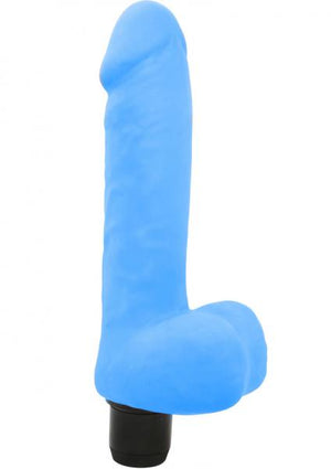 Satin Smooth Big Guy Vibrator Waterproof 7 Inch Blue