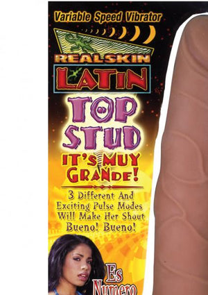 Real Skin Latin Top Stud Vibrator 9 Inch Flesh